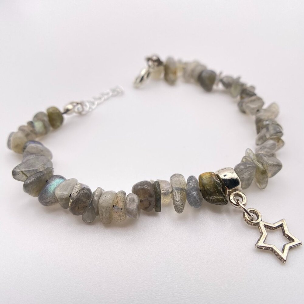 Handmade Beaded Stone Bracelet with Charm